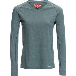 Simms Drifter Tech Long Sleeve V Neck Performance Top Womens XL Blue Fishing